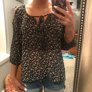 Black floral blouse